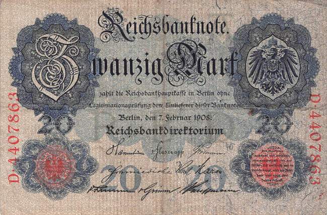 20 Mark 1908 ro.31 A/D